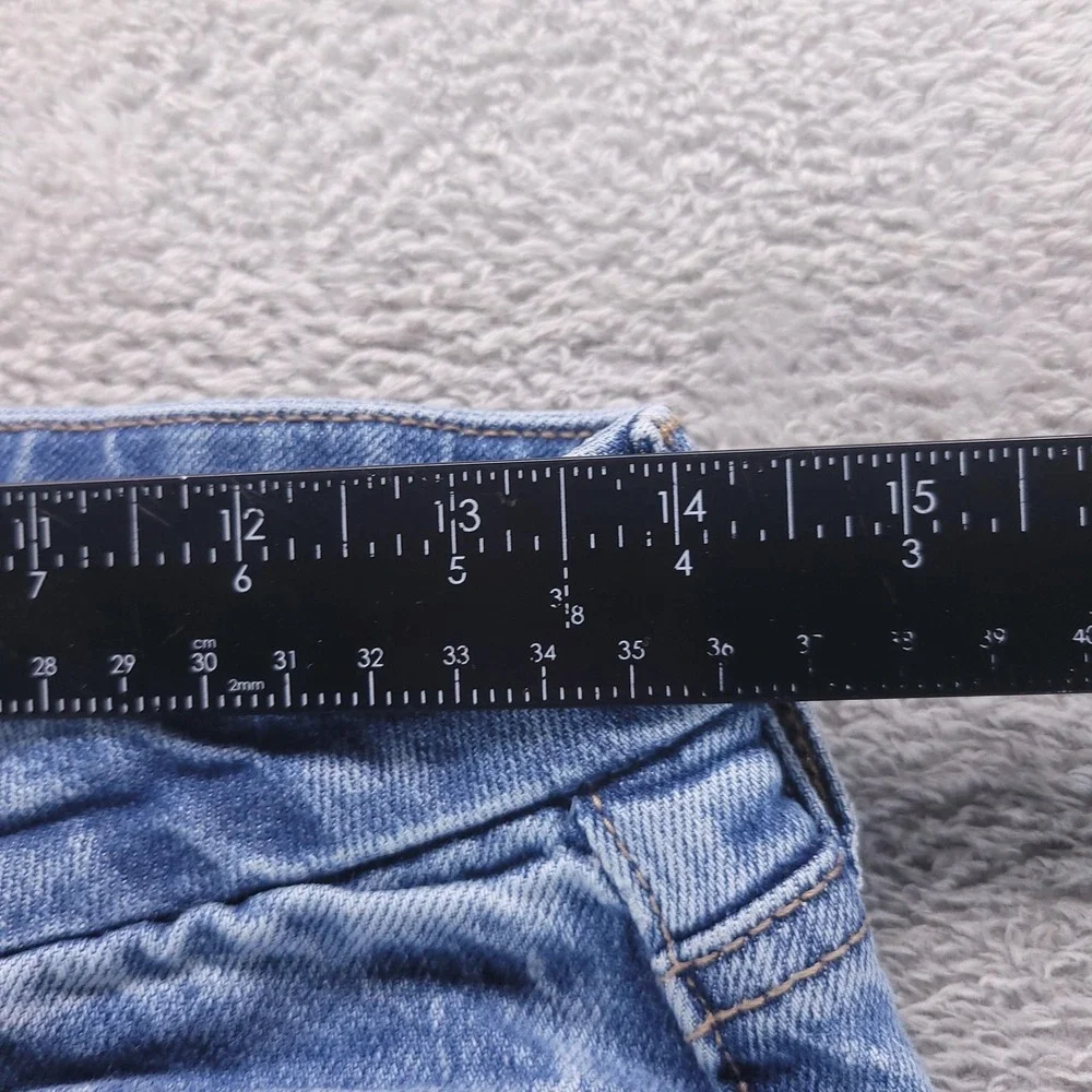 American Eagle Jeans Womens 2 Blue Curvy Stovepipe High Rise Straight Frayed Hem